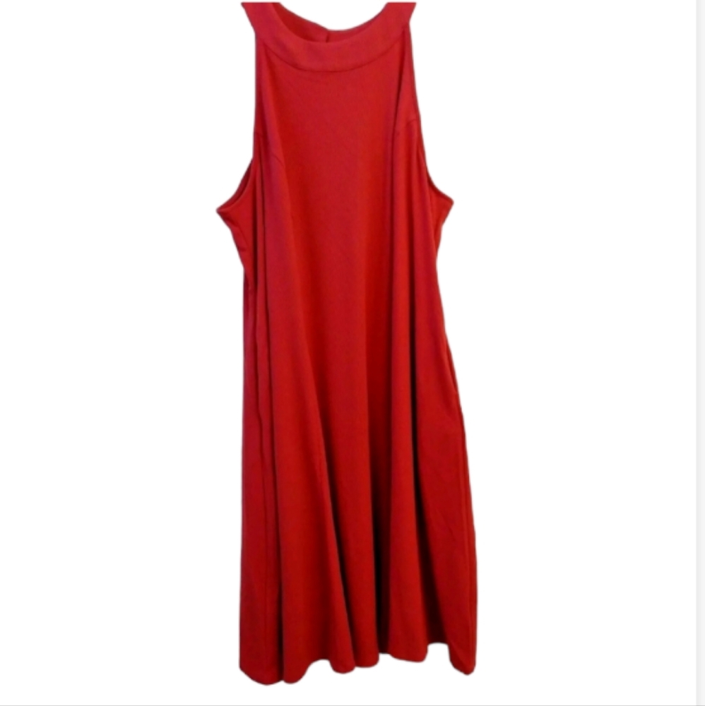 Torrid High Neck Red Ribbed Swing Goddess Neck Dress Women's Plus Size 2X Nwt